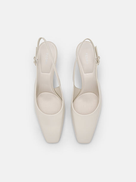 PEDRO Studio Leather Slingback Pumps, Chalk