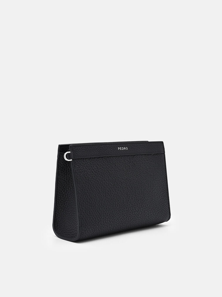 Leather Zipped Pouch, Black