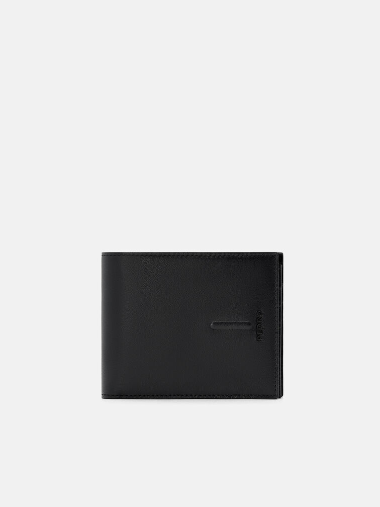 Kid Leather Bi-Fold Flip Wallet, Black
