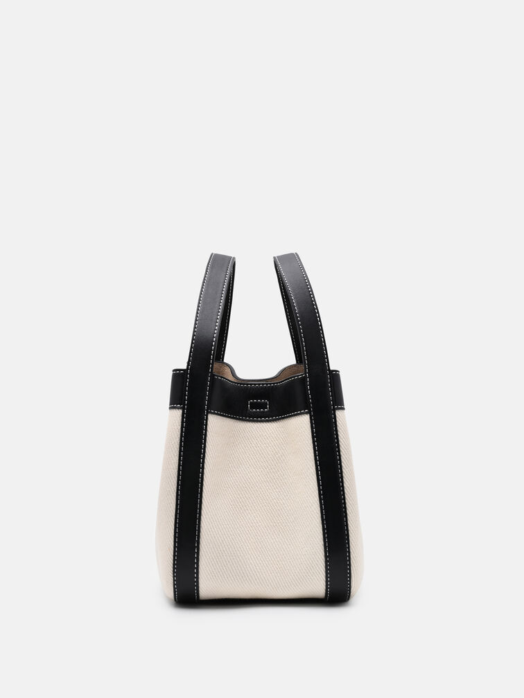 Dana Canvas Bucket Bag, Black Canvas