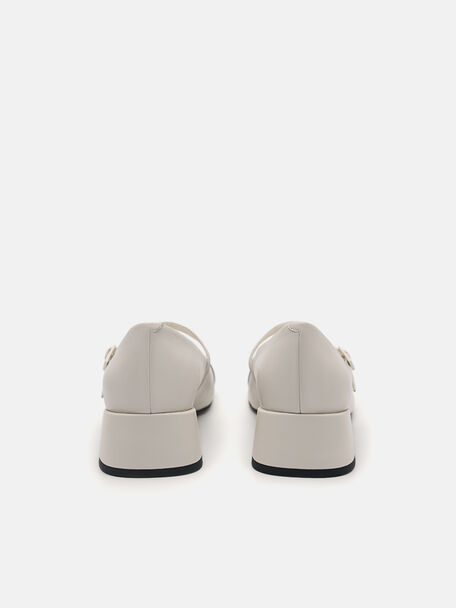 Bianca Leather Mary Jane Pumps, Chalk