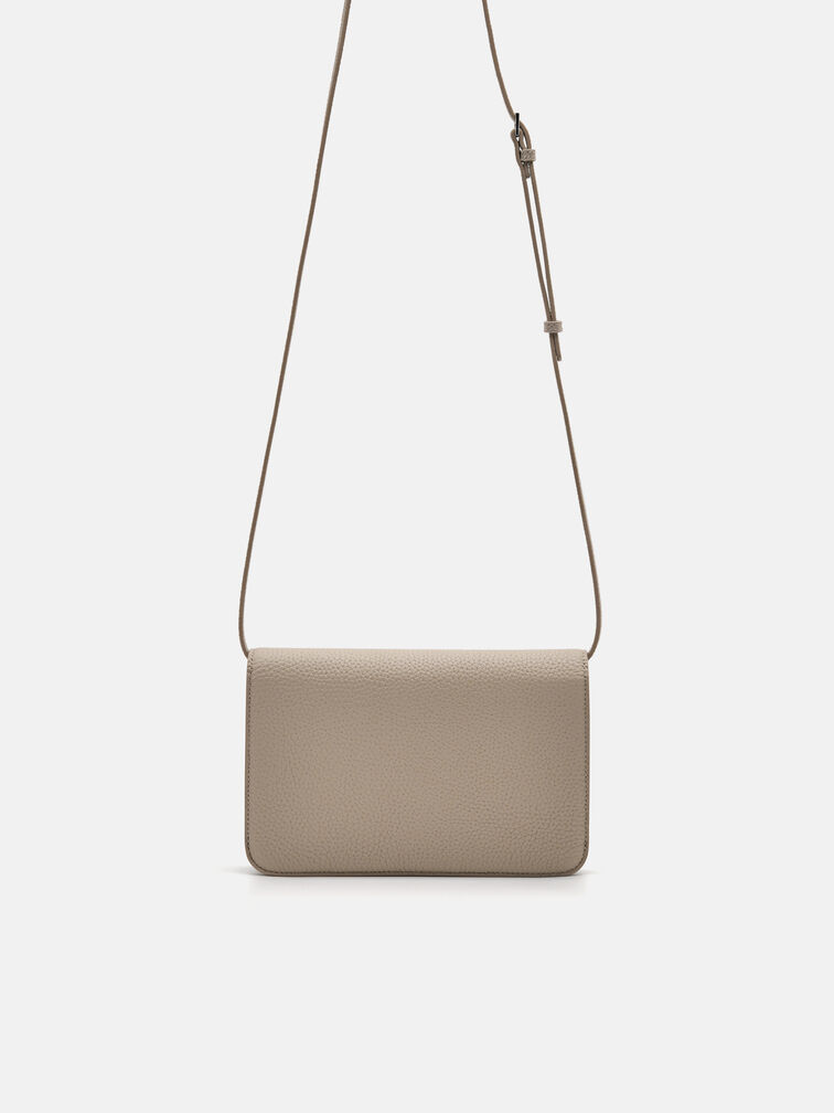 Embossed Leather Passport Holder, Taupe