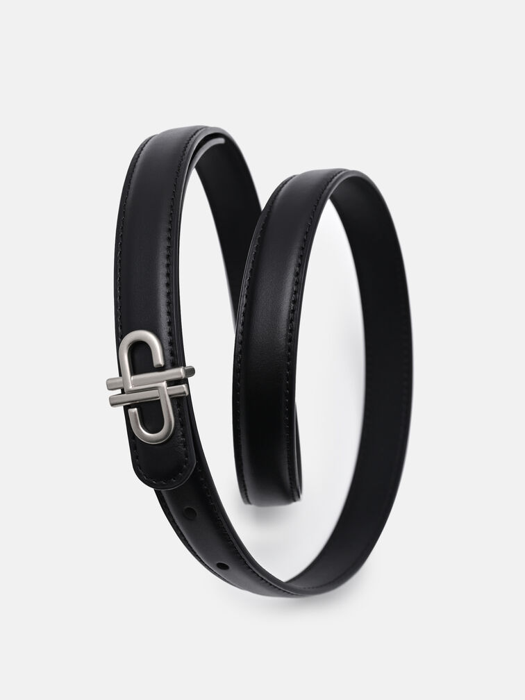 Leather Tang Belt, Black