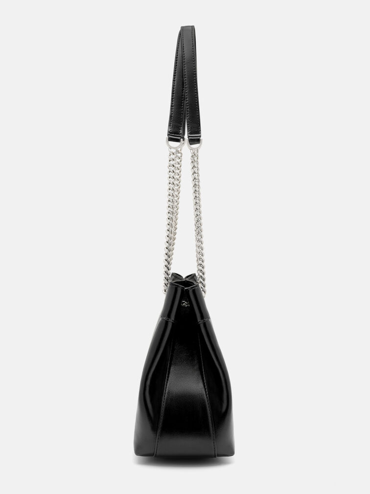 Cassier Shoulder Bag, Black Wrinkled