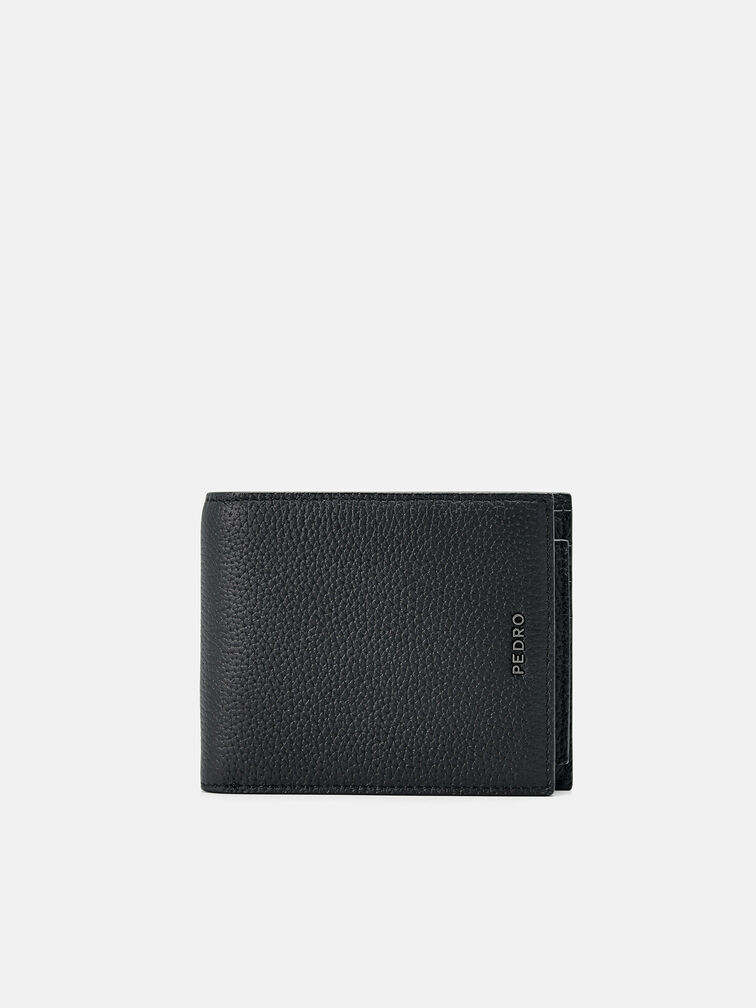 Embossed Leather Bi-Fold Wallet with Insert, Black