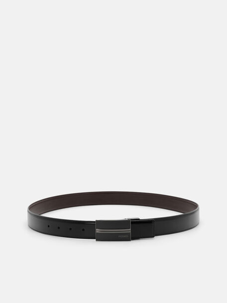 Leather Reversible Tang Belt, Black