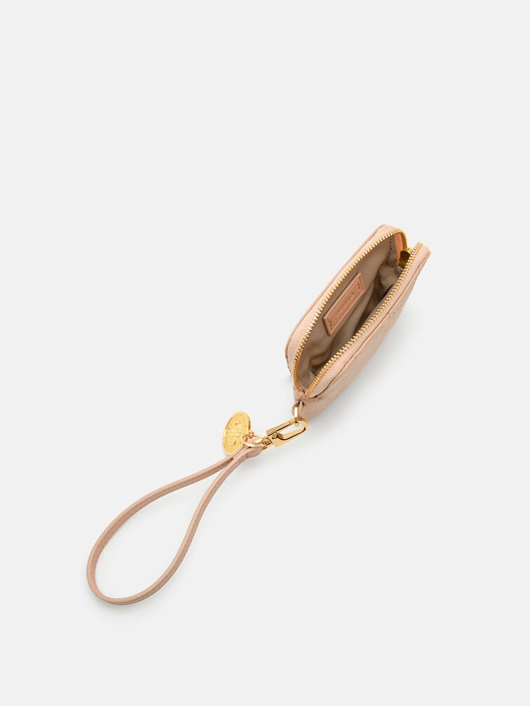Quilted Wristlet Pouch, Nude