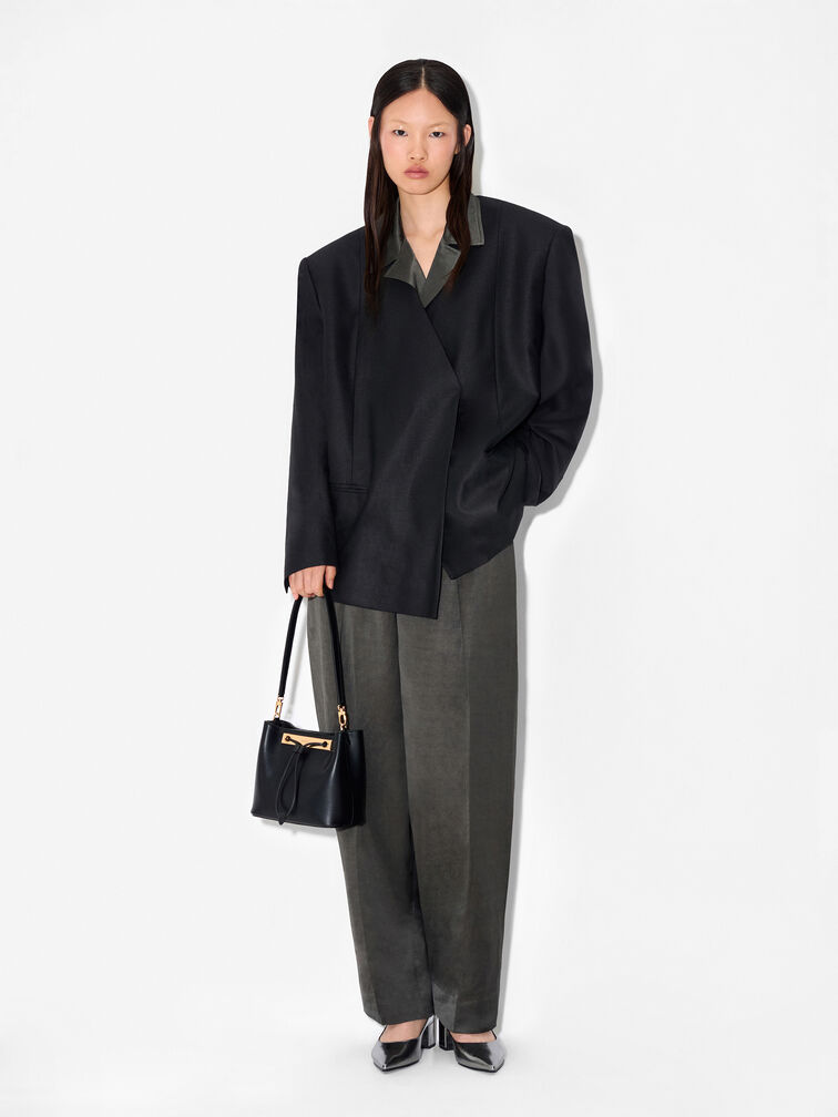 Panelled Bucket Bag, Black