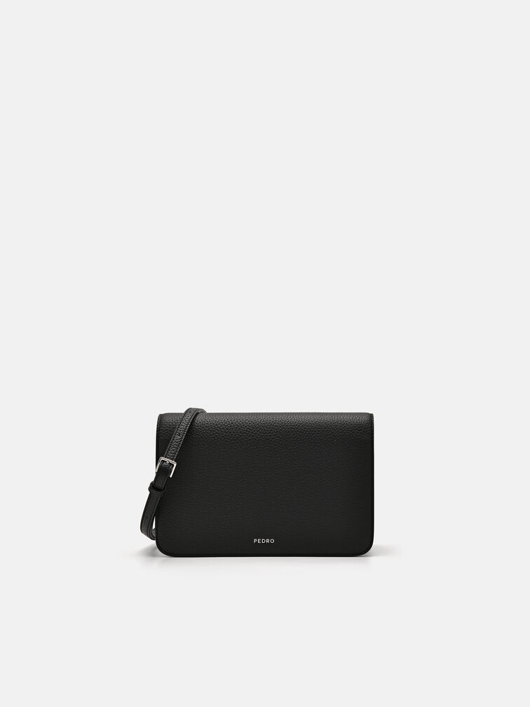Embossed Leather Passport Holder, Black