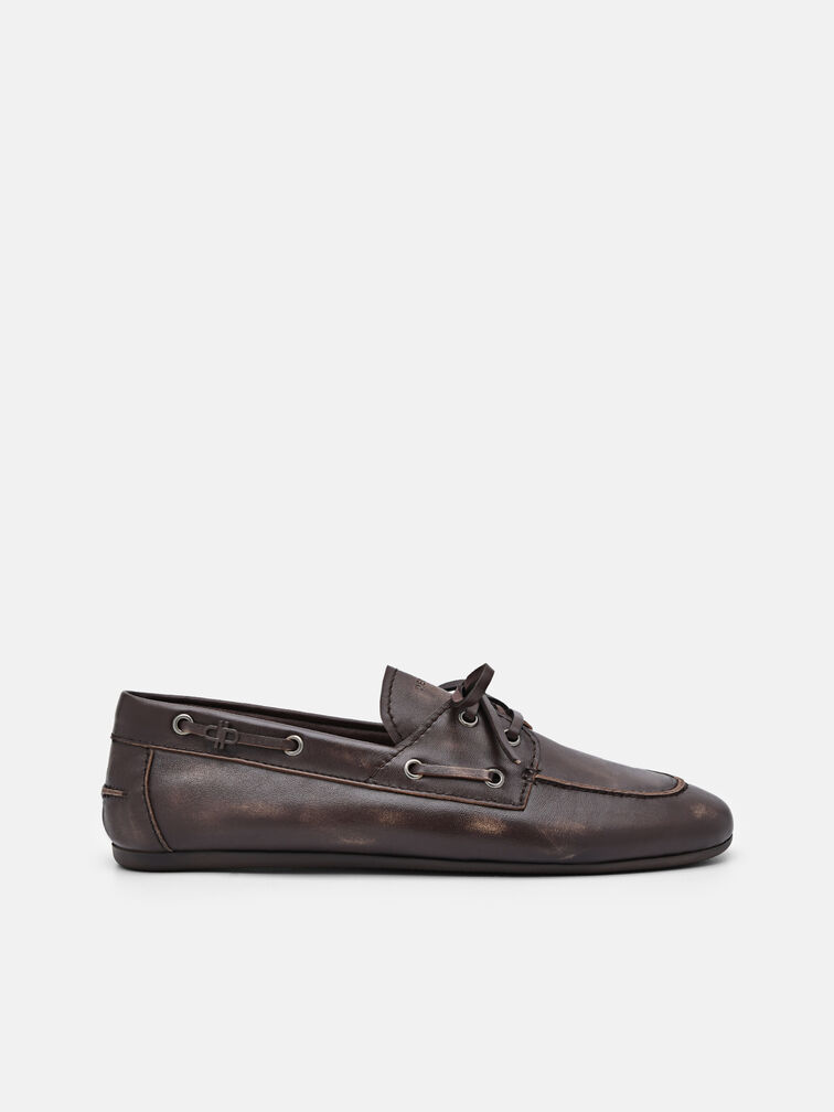 Dee Leather Boat Shoes, Brown