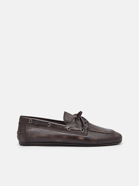 Dee Leather Boat Shoes, Brown
