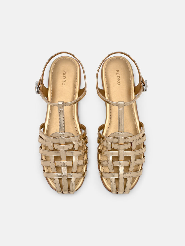 Talia Caged Sandals, Gold