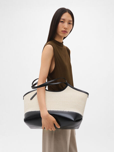 Melka Raffia Oversized Tote Bag, Chalk Raffia