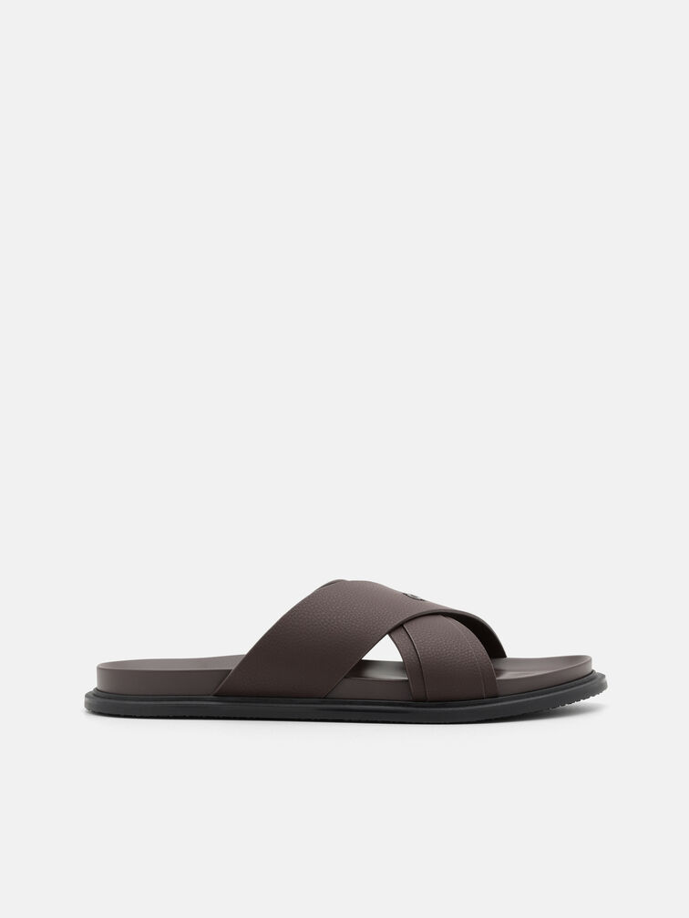 Cross Sandals, Dark Brown