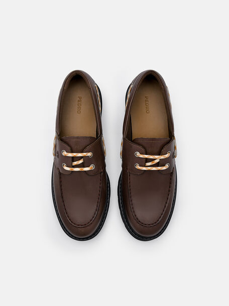 Zoya Leather Boat Shoes, Dark Brown