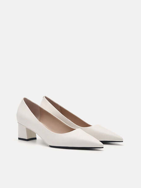 Ines Leather Pumps, Chalk