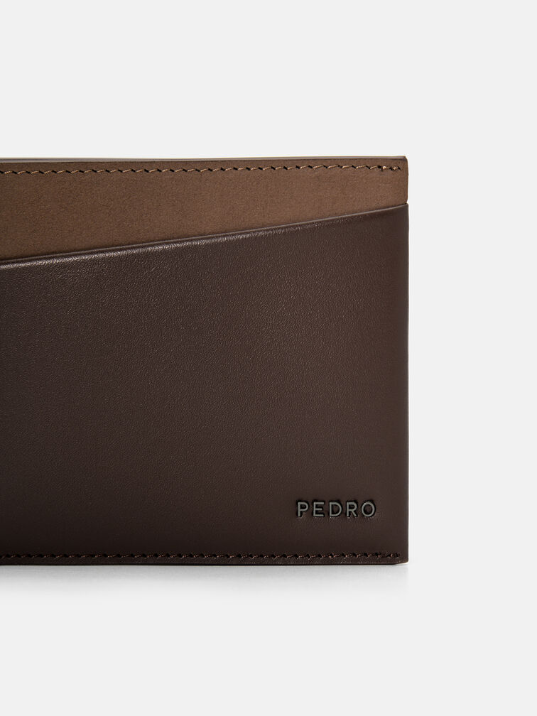 Nubuck Leather Bi-Fold Coin Wallet, Dark Brown