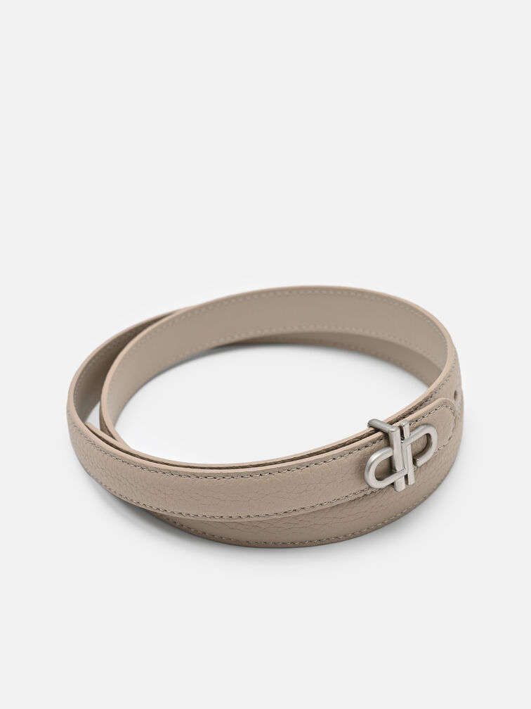 PEDRO Leather Tang Belt, Light Taupe Tumble
