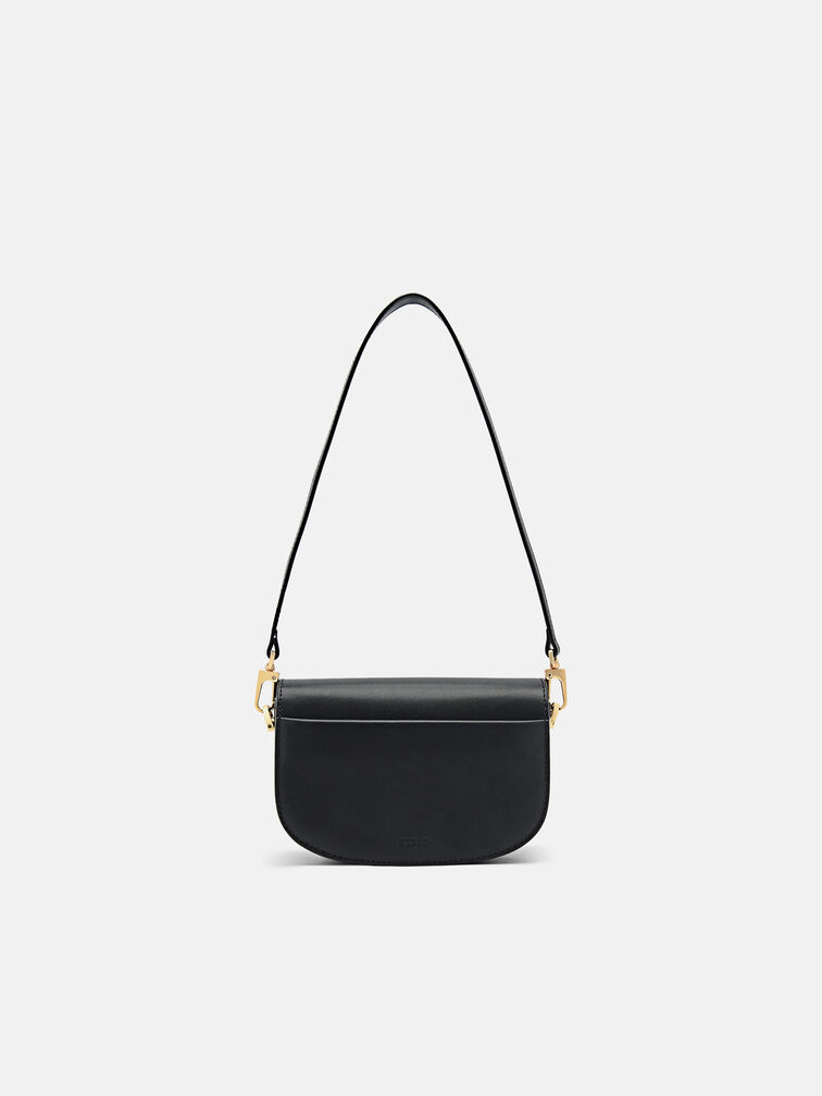 Leather Shoulder Bag, Black