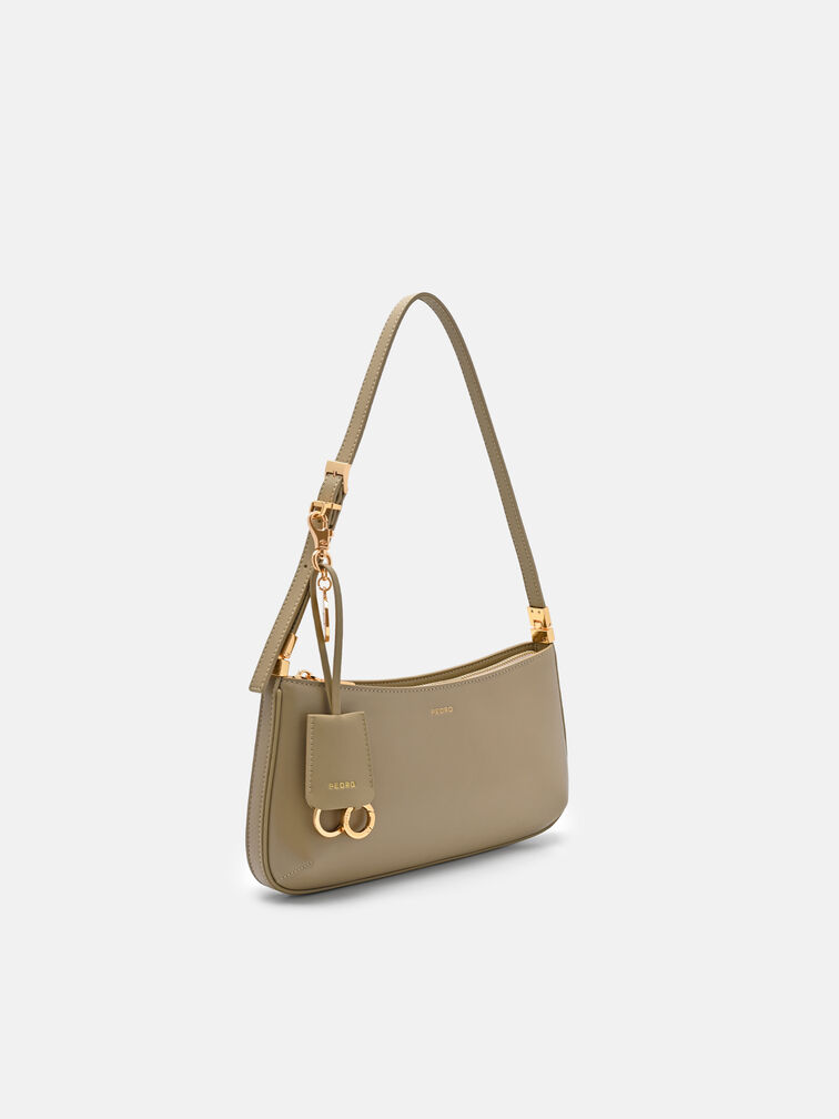 Jatte Leather Charm Shoulder Bag, Olive
