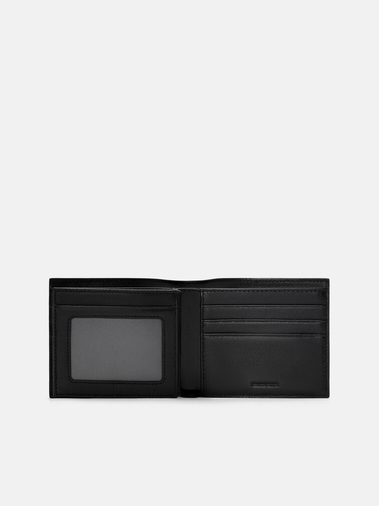 Kid Leather Bi-Fold Flip Wallet, Black