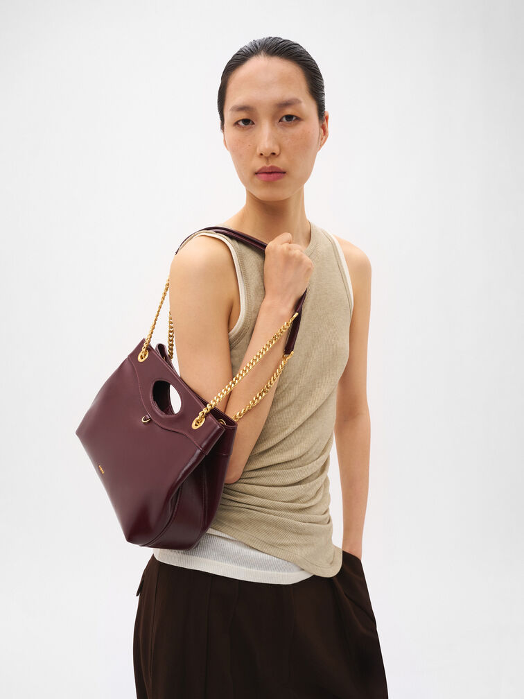 Cassier Shoulder Bag, Wine Wrinkled
