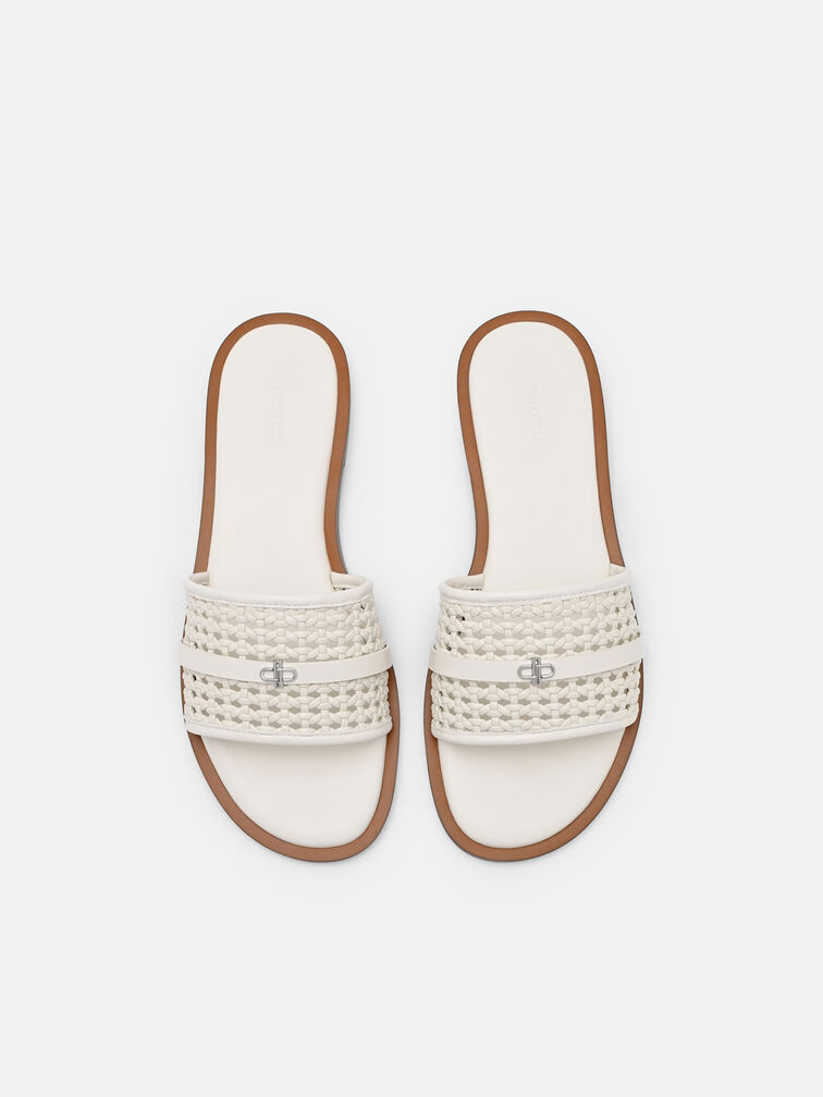 Sadie Woven Slide Sandals, Chalk Weave