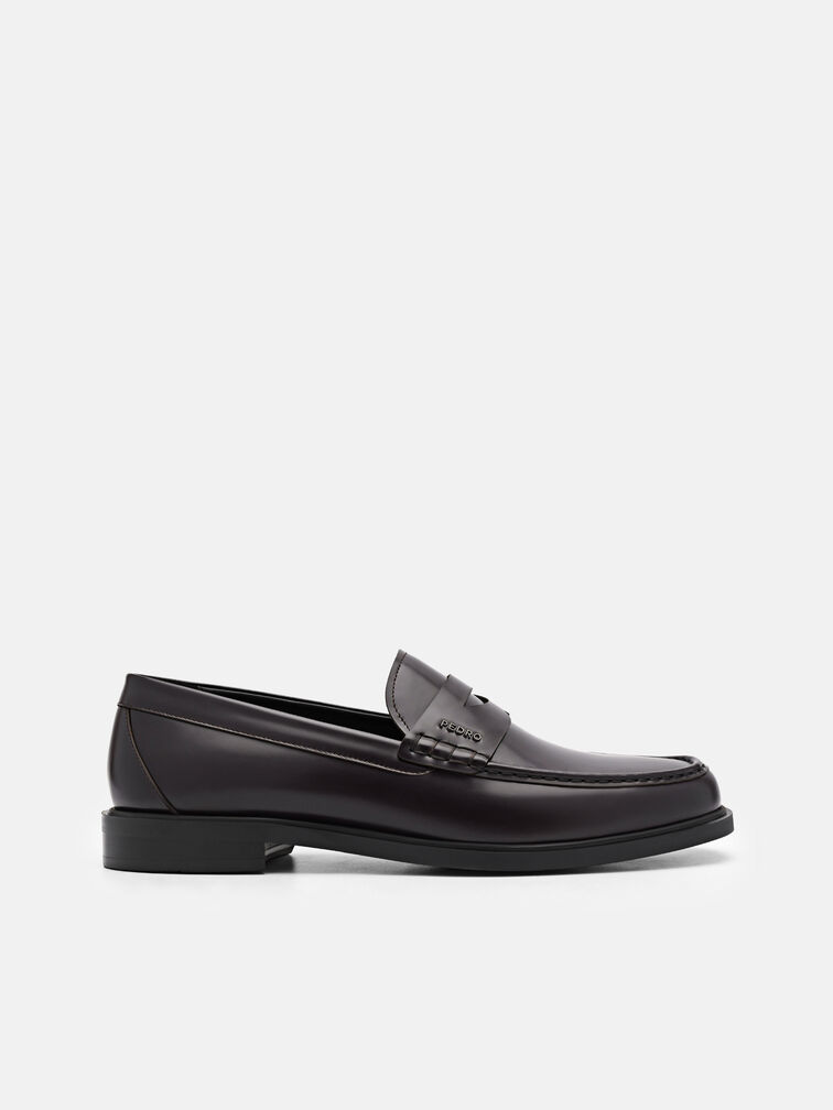 Kieran Leather Penny Loafers, Mahogany