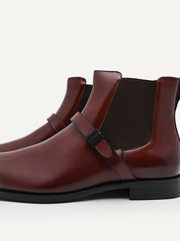 Brooklyn Leather Strapped Boots, Cognac