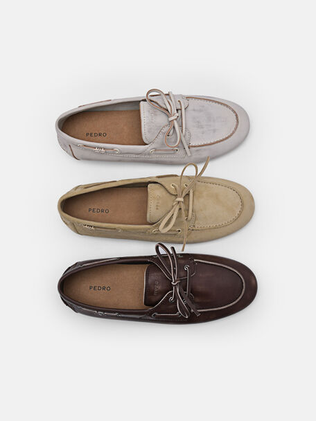 Dee Leather Boat Shoes, Brown