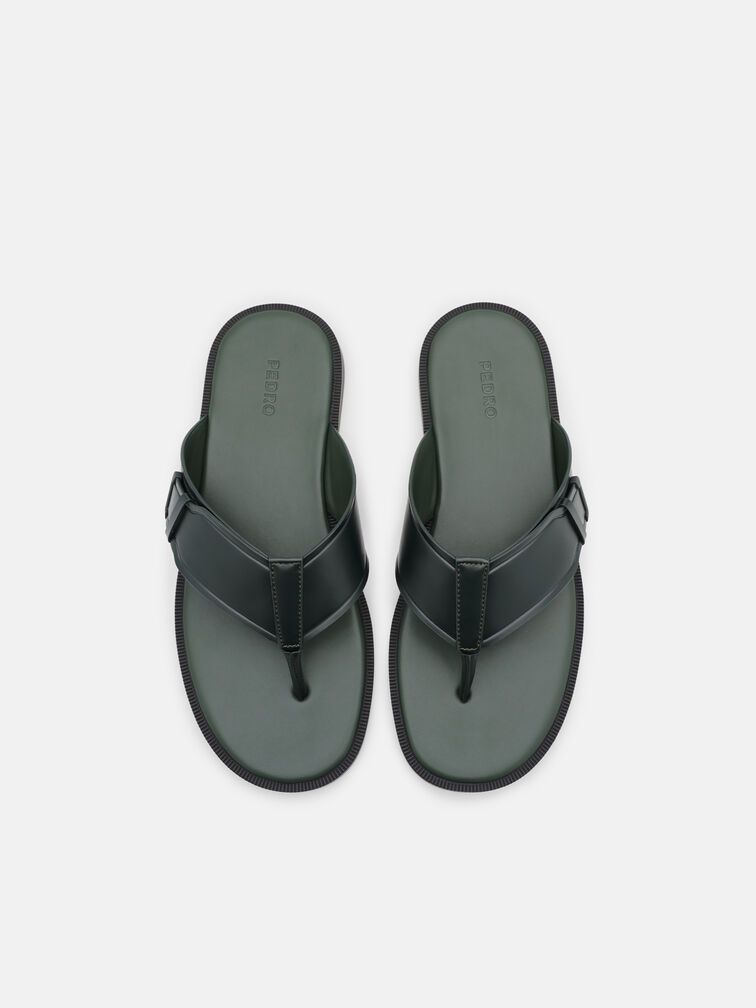 Buckle Thong Sandals, Dark Green