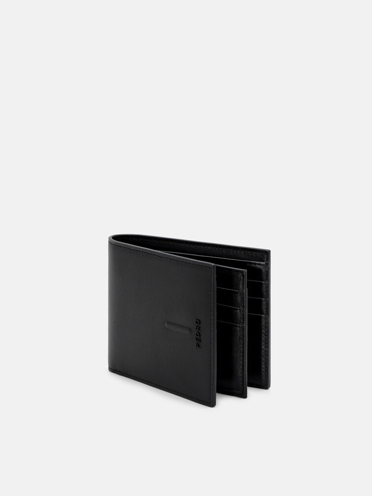 Kid Leather Bi-Fold Flip Wallet, Black