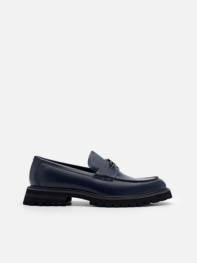 Leather Loafers, Navy