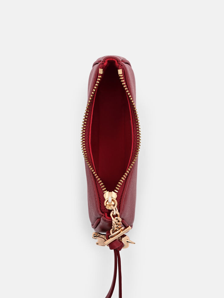 Horse Charm Leather Pouch, Red