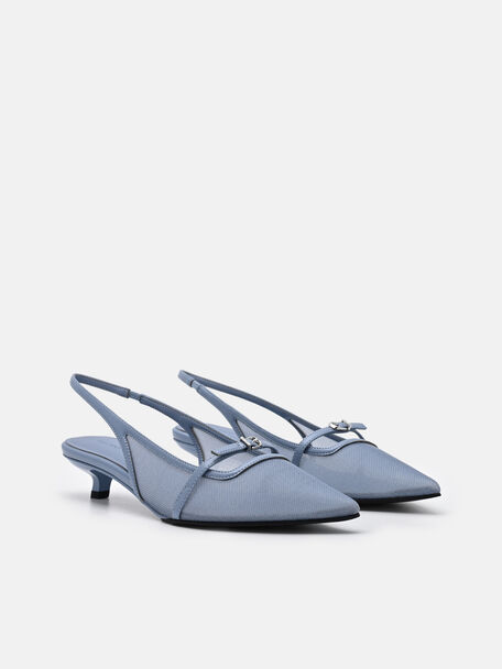 Maggie Mesh Slingback Heel Pumps, Slate Blue