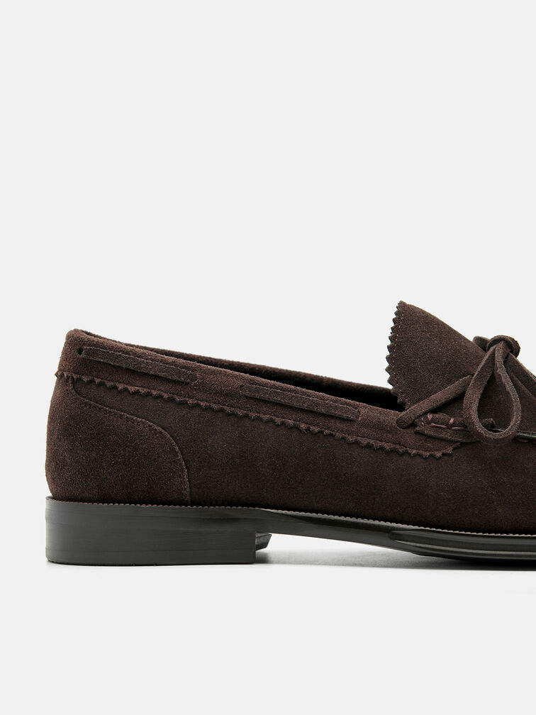 Leather Bow Loafers, Dark Brown