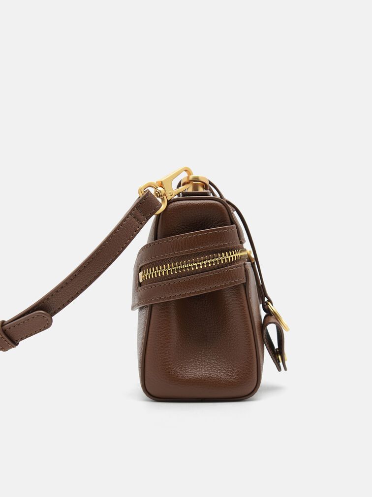 Alyssa Leather Shoulder Bag, Brown
