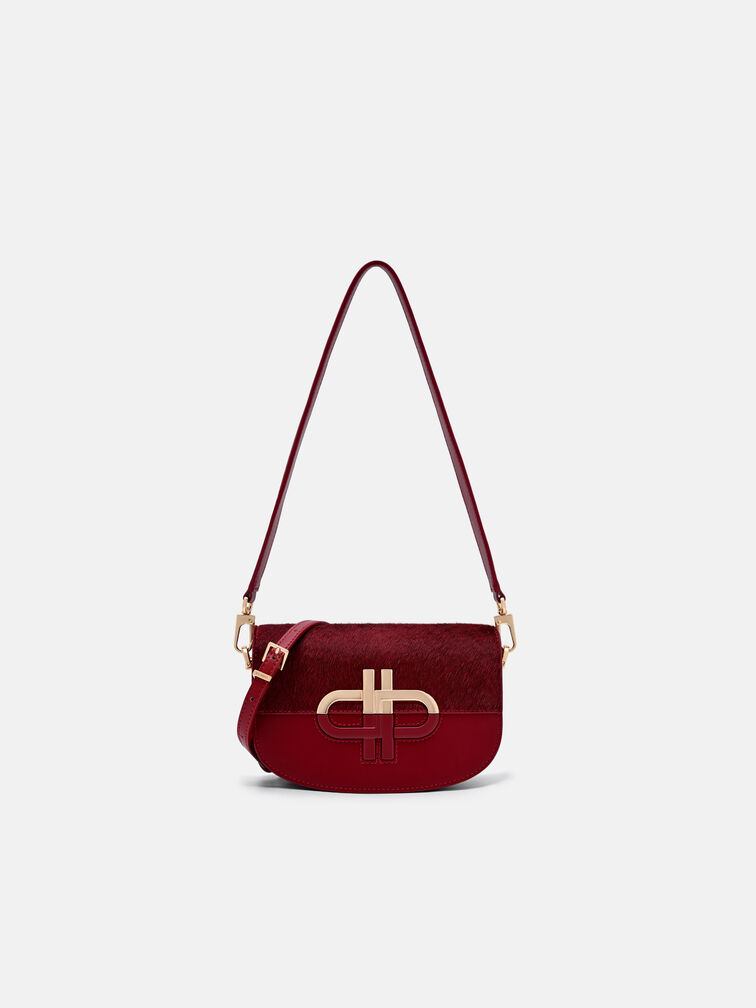Duet Ponyhair Shoulder Bag, Red Pony