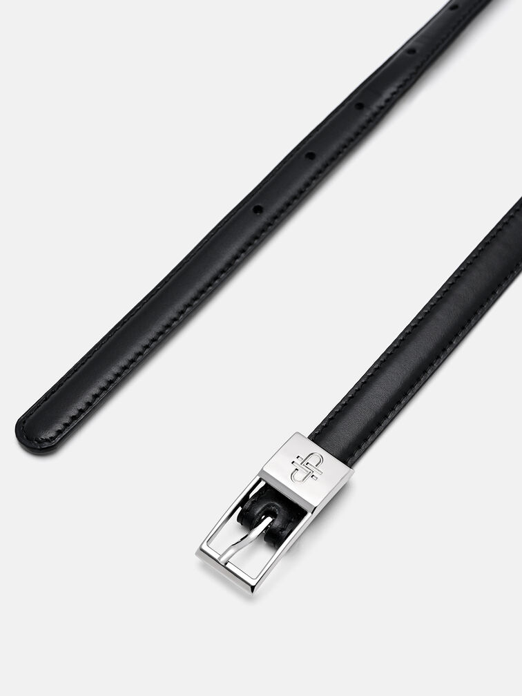 Leather Pin Belt, Black