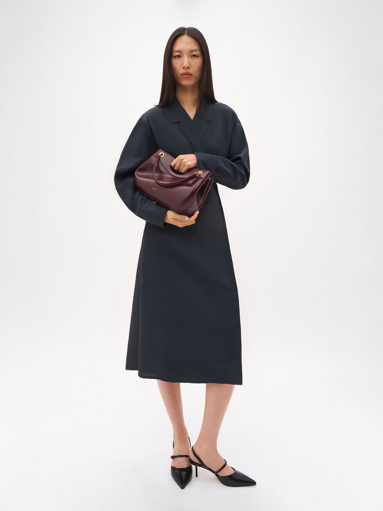 Cassier Shoulder Bag, Wine Wrinkled