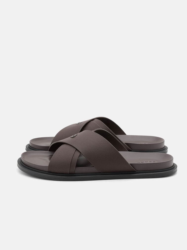 Cross Sandals, Dark Brown