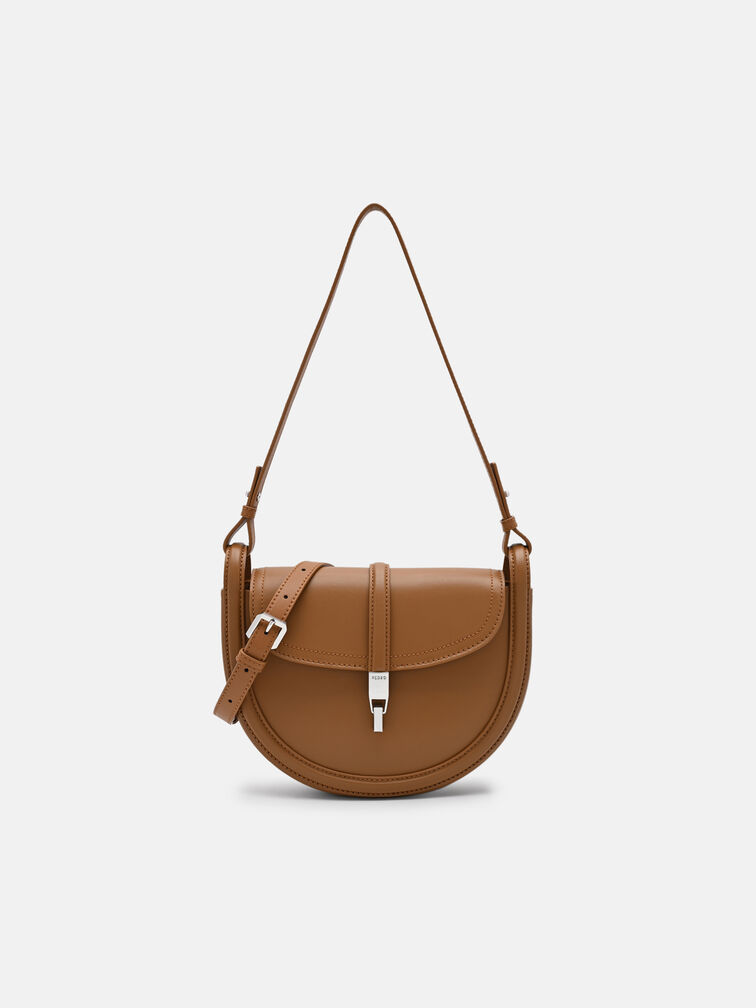 Hitch Leather Shoulder Bag, Cognac