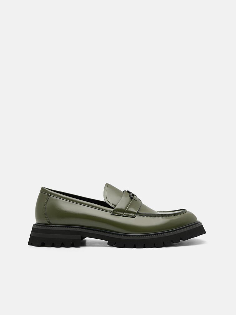 Leather Loafers, Military Green