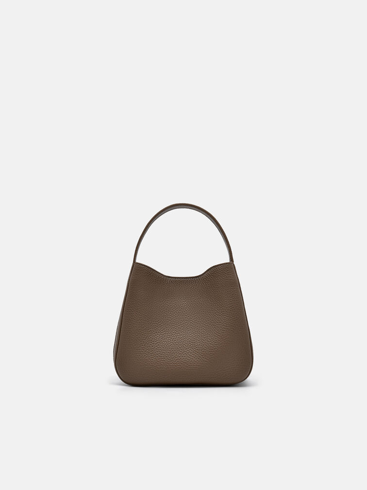 Dana Leather Bucket Bag, Dark Taupe