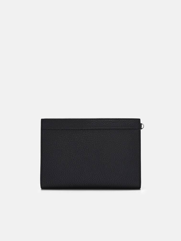 Leather Zipped Pouch, Black