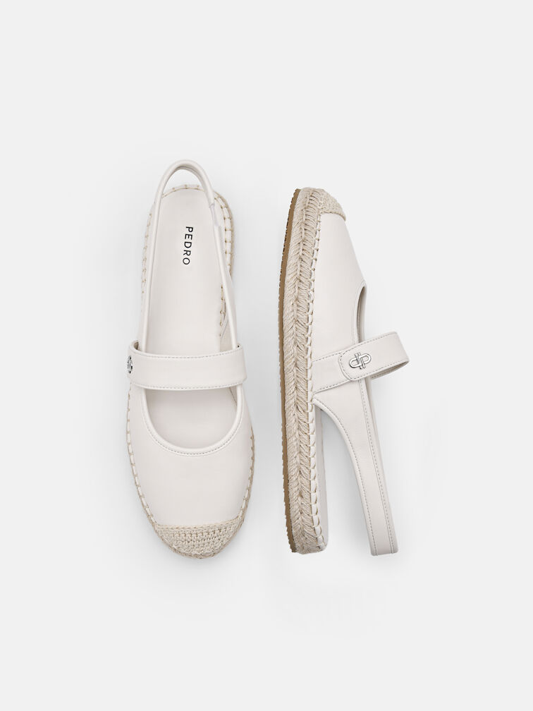 Leather Slingback Loafers, Chalk