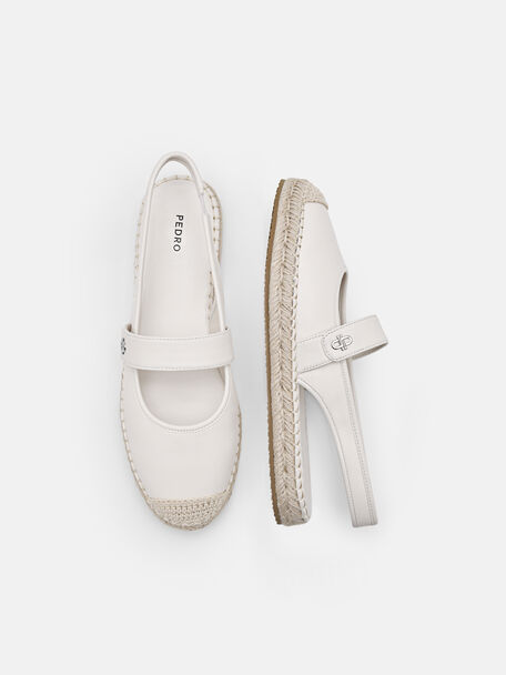 Leather Slingback Loafers, Chalk