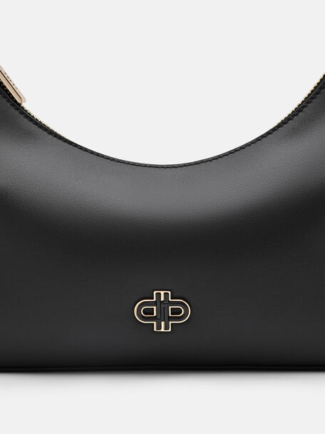 Leather Hobo Bag, Black