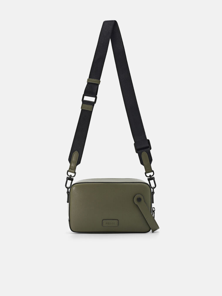 Leather Sling Bag, Military Green