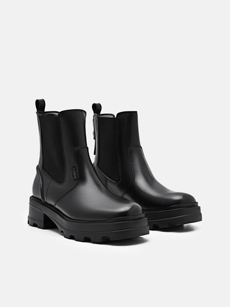 Leather Chelsea Boots, Black